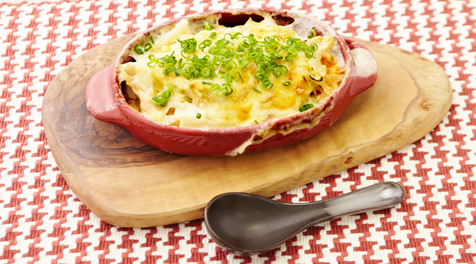 チーズたっぷり。長芋の麺グラタン